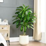 Artifical Dracaena Tree Indoor, 4FT Tall Fake Floor Plants with White Planter & Pebbles, Fuax Silk Yucca Tree for Home Office Living Room Bedroom Farmhouse Modern Outdoor Topiary Tree - Image 9