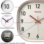 Small Wall Clock, 8 Inch Silent Non Ticking Battery Operated Clock, Square Analog Decorative Wall Clocks for Bedroom Living Room Office Home Gym Porch Decor Indoor Outdoor Clocks, Rose Gold - Image 7