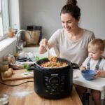 NutriChef Electric Pressure Cooker 6 Quart Capacity | 9 Function Digital Countertop Pressure Cooker | Adjustable Time & Temperature | Cook, Bake, Steam, Broil, & Braise | 13.1 x 11.4 IN | Black - Image 5