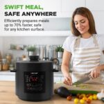 NutriChef Electric Pressure Cooker 6 Quart Capacity | 9 Function Digital Countertop Pressure Cooker | Adjustable Time & Temperature | Cook, Bake, Steam, Broil, & Braise | 13.1 x 11.4 IN | Black - Image 8