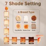 SEEDEEM Toaster 4 Slice, Stainless Steel, Touch Screen for Dual Control, Digital Timer, Smart Toaster with 6 Bread Type, 7 Shade Setting, 1.5''Wide Slot, Removable Crumb Tray, 1800W, Silver Metallic - Image 5