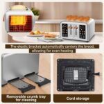 SEEDEEM Toaster 4 Slice, Stainless Steel, Touch Screen for Dual Control, Digital Timer, Smart Toaster with 6 Bread Type, 7 Shade Setting, 1.5''Wide Slot, Removable Crumb Tray, 1800W, Silver Metallic - Image 7