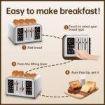 SEEDEEM Toaster 4 Slice, Stainless Steel, Touch Screen for Dual Control, Digital Timer, Smart Toaster with 6 Bread Type, 7 Shade Setting, 1.5''Wide Slot, Removable Crumb Tray, 1800W, Silver Metallic - Image 8