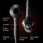 TREZORO Professional Blow Dryer for Women – Ionic Hair Dryer 2000W for Salon & Personal Use – Powerful, Fast & Quiet Drying for Curly Hair, Unwanted Frizz – Design for Travel – 8.2ft Cord – Black - Image 5