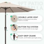 JEAREY 9FT Outdoor Patio Umbrella Outdoor Table Umbrella with Push Button Tilt and Crank, Market Umbrella 8 Sturdy Ribs UV Protection Waterproof for Garden, Deck, Backyard, Pool (Cream Beige) - Image 3