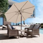 JEAREY 9FT Outdoor Patio Umbrella Outdoor Table Umbrella with Push Button Tilt and Crank, Market Umbrella 8 Sturdy Ribs UV Protection Waterproof for Garden, Deck, Backyard, Pool (Cream Beige) - Image 6
