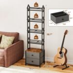 CD Storage Rack with Drawers, 5-Tier Media Organizer DVD Storage Shelf, Large Capacity for CD/DVD, Books & Games, Ideal for Living Room & Home Office, 15.7×11.8×58.7Inches - Image 4