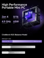 MINISFORUM X1-255 Mini PC AMD Ryzen 7 255(8C/16T) Barebone Version Desktop Computer, HDMI2.1|DP2.0|2xUSB4 Video Output, 1x Oculink Port, 2.5G RJ45 Port/WiFi7/BT5.4, AMD Radeon Graphics Micro PC - Image 3