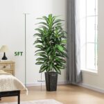 Artifical Dracaena Tree Indoor, 5FT Tall Fake Floor Plants with Black Planter & Pebbles, Fuax Silk Yucca Tree for Home Office Living Room Bedroom Farmhouse Modern Outdoor Topiary Tree - Image 3