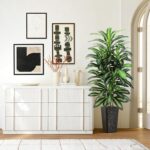 Artifical Dracaena Tree Indoor, 5FT Tall Fake Floor Plants with Black Planter & Pebbles, Fuax Silk Yucca Tree for Home Office Living Room Bedroom Farmhouse Modern Outdoor Topiary Tree - Image 9