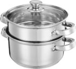 3.0 Quart Steamer Pot for Cooking, 2-tier Steam Pots with Lid for Cooking Vegetables, Seafood, Soups, Food and Pasta - Image 2
