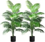 4ft 2pcs Large Artificial Plants Fake Palm Tree Tropical Palm Leaves Faux Palm Plants Tall Tree Indoor Real Touch Plastic Monstera Leaves for Home Garden Outdoor Office Decor (4ft/125cm-2pcs) - Image 2