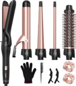 5 in 1 Curling Iron with Thermal Brush and 4 Interchangeable Ceramic Barrels(1/2 to 1 1/2 inch), Curling Wand Set with Flat Iron, Fast Heating, Dual Voltage Hair Curler, Gifts for Women - Image 2