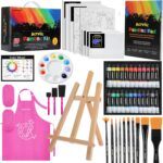 59pcs Acrylic Paint Set - Art Supplies Kit With 24 Non-Toxic Paints, Easel, Brushes, Canvas for Kids, Artists and Beginners, Pink - Image 2