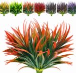 8 Pcs Outdoor Fake Plants UV Resistant Artificial Tall Grass Plants Faux Tropical Flowers Bushes Fall Winter Summer Planters Yard Patio Front Porch Décor Plastic Greenery Shrubs Decoration - Image 2
