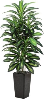 Artifical Dracaena Tree Indoor, 5FT Tall Fake Floor Plants with Black Planter & Pebbles, Fuax Silk Yucca Tree for Home Office Living Room Bedroom Farmhouse Modern Outdoor Topiary Tree - Image 2