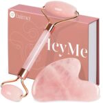 BAIMEI IcyMe Jade Roller & Gua Sha, Face Roller Redness Reducing Skin Care Tools, Self Care for Men Women, Massager for Face, Eyes, Neck, Relieve Fine Lines and Wrinkles - Rose Quartz - Image 2
