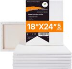 CONDA 18x24 inch Stretched Canvas for Painting, 5 Pack Large Canvas, 100% Cotton, 5/8 Inch Profile Big Stretched Canvas Value Bulk Pack for Acrylics, Oils Painting - Image 2