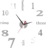 DIY Wall Clock Silent Frameless Wall Clocks Battery Operated 15.7 Inch Silver Acrylic Wall Clock Sticker Modern Wall Clocks for Living Room Kitchen Bedroom Office (S) - Image 2