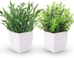 Der Rose 2 Pack Fake Plants Mini Artificial Greenery Potted Plants for Home Decor Indoor Office Table Room Farmhouse - Image 2