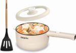 Dezin Electric Cooker, 2L Non-Stick Sauté Pan, Rapid Noodles Cooker, Mini Pot for Steak, Egg, Fried Rice, Ramen, Oatmeal, Soup with Power Adjustment, College Dorm Room Essential - Image 2
