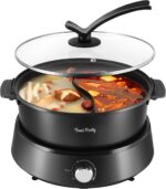 Food Party Hot Pot Electric Hotpot Separable Shabu Shabu Pot with Divider Hotpot Cooker Electric Dual Sided 110V 1350W Non-Stick 4L Fondue Pot for 2-6 People - Image 2