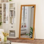 Full Length Mirror,71x32 Inch Full Length Mirror Wall Mounted,Vertical Hanging,Leaning Standing for Bedroom,Living Room,Rectangular Wooden Frame,Walnut Color. - Image 2
