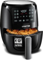 Gourmia Air Fryer - 4 Qt Capacity, FryForce360º, Digital Display with 8 Presets, Roast, Bake, Broil, Dehydrate, Dishwasher Safe Accessories, Compact, Black - Image 2