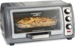 Hamilton Beach Air Fryer Toaster Oven Combo with Large Capacity, Fits 6 Slices or 12” Pizza, 4 Cooking Functions for Convection, Bake, Broil, Roll-Top Door, Easy Reach Sure-Crisp, Stainless Steel - Image 2