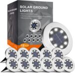 INCX Solar Lights for Outside,12 Pack Solar Lights Outdoor Waterproof, Solar Garden Lights Landscape Lighting for Patio Pathway Lawn Yard Deck Driveway Walkway, Cold White - Image 2