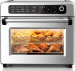 Kismile 25QT Air Fryer Toaster Oven Combo, 12-in-1 Large Countertop Convection Airfryer Oven, 70–450℉, Bake, Roast, Reheat, Broil, Fits 12″ Pizza, Includes Full Accessories, Stainless Steel(Silver) - Image 2