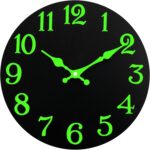 Luminous Wall Clock, Silent Non-Ticking 12'' Night Light Wall Clocks Battery Operated, Country Style Wooden Illuminated Wall Clock Decorative for Kitchen, Home, Bedrooms, Office (Black) - Image 2