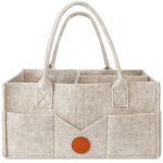 Maliton Baby Diaper Caddy Organizer for Changing Table, Nursery Storage Bin Basket with Handle, Felt Diaper Organizer Suitable for Indoor Outdoor (Khaki) - Image 2