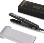 Mini Flat Iron, Ceramic Tourmaline Small Hair Straightener for Short Hair/Bangs, Dual Voltage Travel Hair Straightener, Portable Mini Straightener with Storage Pouch(Black) - Image 2