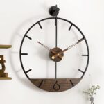 Modern Wood Walnut Dial Wall Clock, Large Simple Wall Decor Metal Frame Silent Non Ticking Clock for Living Room Decor, Kitchen, Bedroom, Study Decoration, Handmade Home Gift Idea, 22.5 in - Image 2