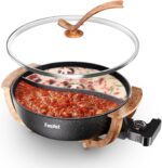 Multi-Temp Electric Hot Pot with Dual Dividers, 1100W Fast Heat & Auto Safety Shut-Off, 6L Family-Size Non-Stick Pot for 4-12 People (Wraparound Wood-grain Handles) - Image 2