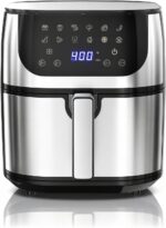 OLIXIS 8.5Qt Air Fryer, 12-In-1 Large Air Fryer for Family, 400°F Rapid Air Crispy Technology, Roast Bake Dehydrate Reheat, Nonstick & Easy-Clean Basket, 1800W, Silver - Image 2