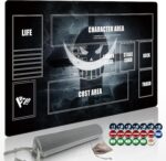 Playmat for One Piece Card Game (24x14 Inches): with Non-Slip Rubber, Zones Design, a Professional Storage Bag Included, Plus a Limited-Time Gift of a Set of 20 Damage Counters (Black2) - Image 2