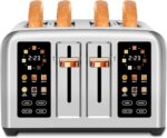 SEEDEEM Toaster 4 Slice, Stainless Steel, Touch Screen for Dual Control, Digital Timer, Smart Toaster with 6 Bread Type, 7 Shade Setting, 1.5''Wide Slot, Removable Crumb Tray, 1800W, Silver Metallic - Image 2