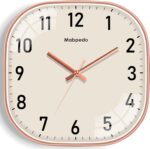 Small Wall Clock, 8 Inch Silent Non Ticking Battery Operated Clock, Square Analog Decorative Wall Clocks for Bedroom Living Room Office Home Gym Porch Decor Indoor Outdoor Clocks, Rose Gold - Image 2