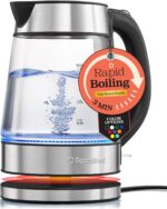 Speed-Boil Electric Kettle For Coffee & Tea - 1.7L Water Boiler 1500W, Borosilicate Glass, Easy Clean Wide Opening, Auto Shut-Off, Cool Touch Handle, LED Light. 360° Rotation, Boil Dry Protection - Image 2