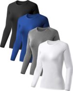 TELALEO 4 Pack Women's Compression Shirt Long Sleeve Performance Workout Baselayer Athletic Top Sports Gear - Image 2