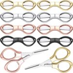 Tatuo 8 Pcs Stainless Steel Scissors Folding Mini Scissor Anti Rust Portable Keychain Scissors Small Glasses Shaped Compact Shear Telescopic Cutter for Travel School Office (Folding, Folding Style) - Image 2