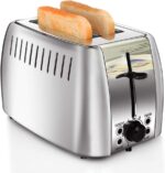 Toaster 2 Slice Stainless Steel Bagel Toaster Extra Wide Slots with 6 Browning Setting, Bagel/Reheat/Defrost/Cancel Function for Toasting Bread, Bagels and Waffles, 750W, Silver - Image 2