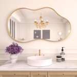 WEER Irregular Wall Mirror, 20x36 inch Gold Asymmetrical Wall Mounted Mirrors Decorative, Abstract Wavy Aluminum Alloy Frame for Bathroom, Bedroom, Living Room, Entryway - Image 2
