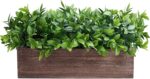 Winlyn 14" Artificial Boxwood Plants in Rectangular Wood Planter Farmhouse Greenery Arrangement Centerpiece Faux Potted Herb Plant for Wedding Dining Room Table Kitchen Windowsill Mantel Shelf Décor - Image 2
