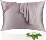 100% Silk Pillowcase 2 Pack for Hair and Skin, Both Sides 23 Momme Grade 6A+ Mulberry Silk Pillowcases with Hidden Zipper, Soft&Smooth Cooling Pillow Cases (Gray, Standard 20×26) - Image 2