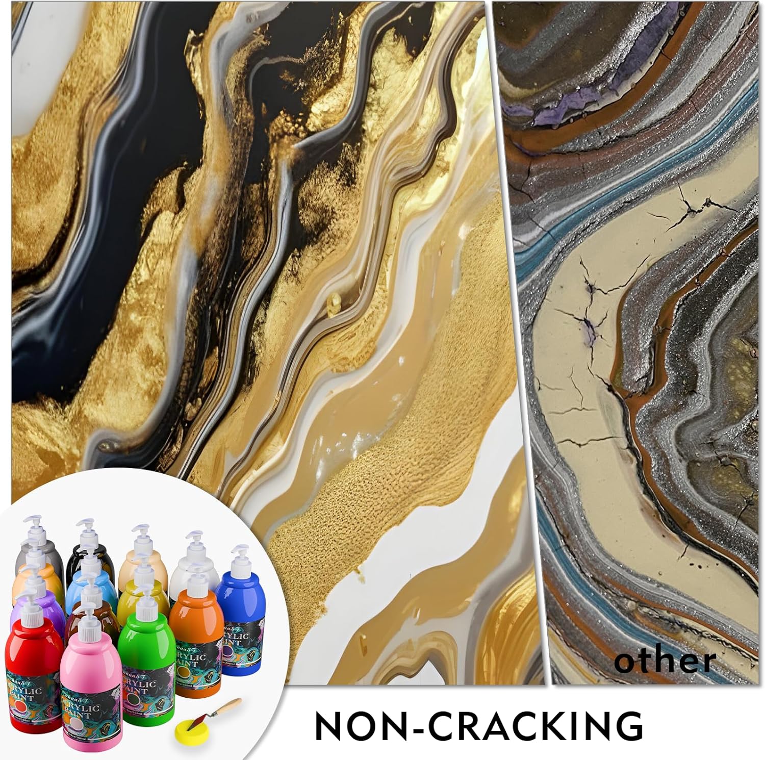 Acrylic Paint Sets for Adults, 14 Colors Large Bulk Acrylic Paints kits Rich Pigment Art Painting Supplies for Artists/Beginners, Paint Sets for Canvas with Pump, Color Wheel (10oz/300ml) - Image 7