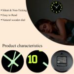 Glow in The Dark Wall Clock, 8 Inch Modern Silent Non Ticking Wall Clocks Battery Operated, Night Light Wall Clock for Living Room Decor, Wall Clocks Decorative for Kitchen Bedroom（Black） - Image 3
