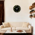 Glow in The Dark Wall Clock, 8 Inch Modern Silent Non Ticking Wall Clocks Battery Operated, Night Light Wall Clock for Living Room Decor, Wall Clocks Decorative for Kitchen Bedroom（Black） - Image 8